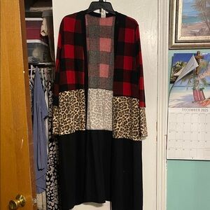 7th Ray Multicolor Plaid and Leopard Cardigan